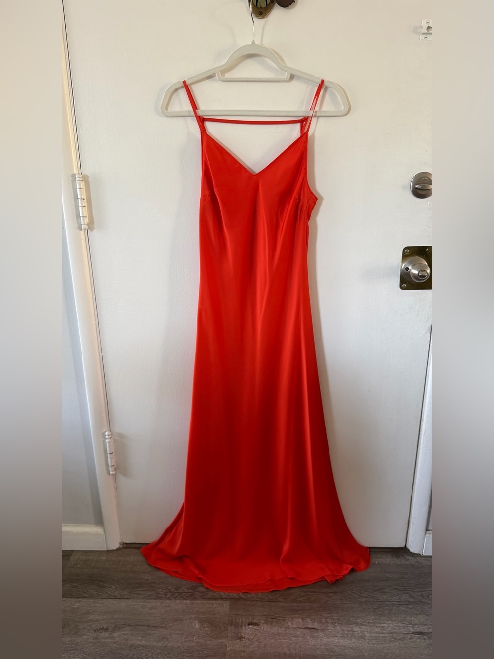 BCBGMaxAzria Orange Satin Slip Maxi Dress